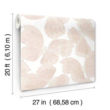 York Wallcoverings Simply Candice PSWP Monarch Pink Peel and Stick Wallpaper Kids Animals and Insects Pinks  Wallpaper - PSW1567RL