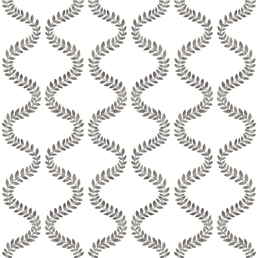 York Wallcoverings Mirth Studios Florentine Soft Black Vine Trellis Peel and Stick Wallpaper Transitional Botanical Blacks  Wallpaper - PSW1572RL