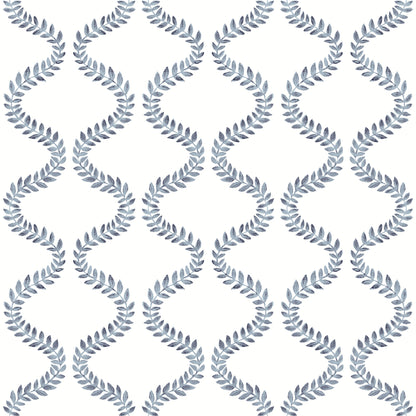 York Wallcoverings Mirth Studios Florentine Blue Vine Trellis Peel and Stick Wallpaper Transitional Botanical Blues  Wallpaper - PSW1573RL
