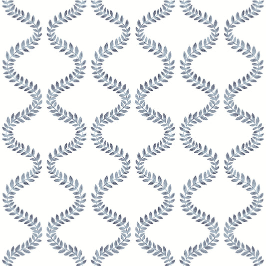 York Wallcoverings Mirth Studios Florentine Blue Vine Trellis Peel and Stick Wallpaper Transitional Botanical Blues  Wallpaper - PSW1573RL