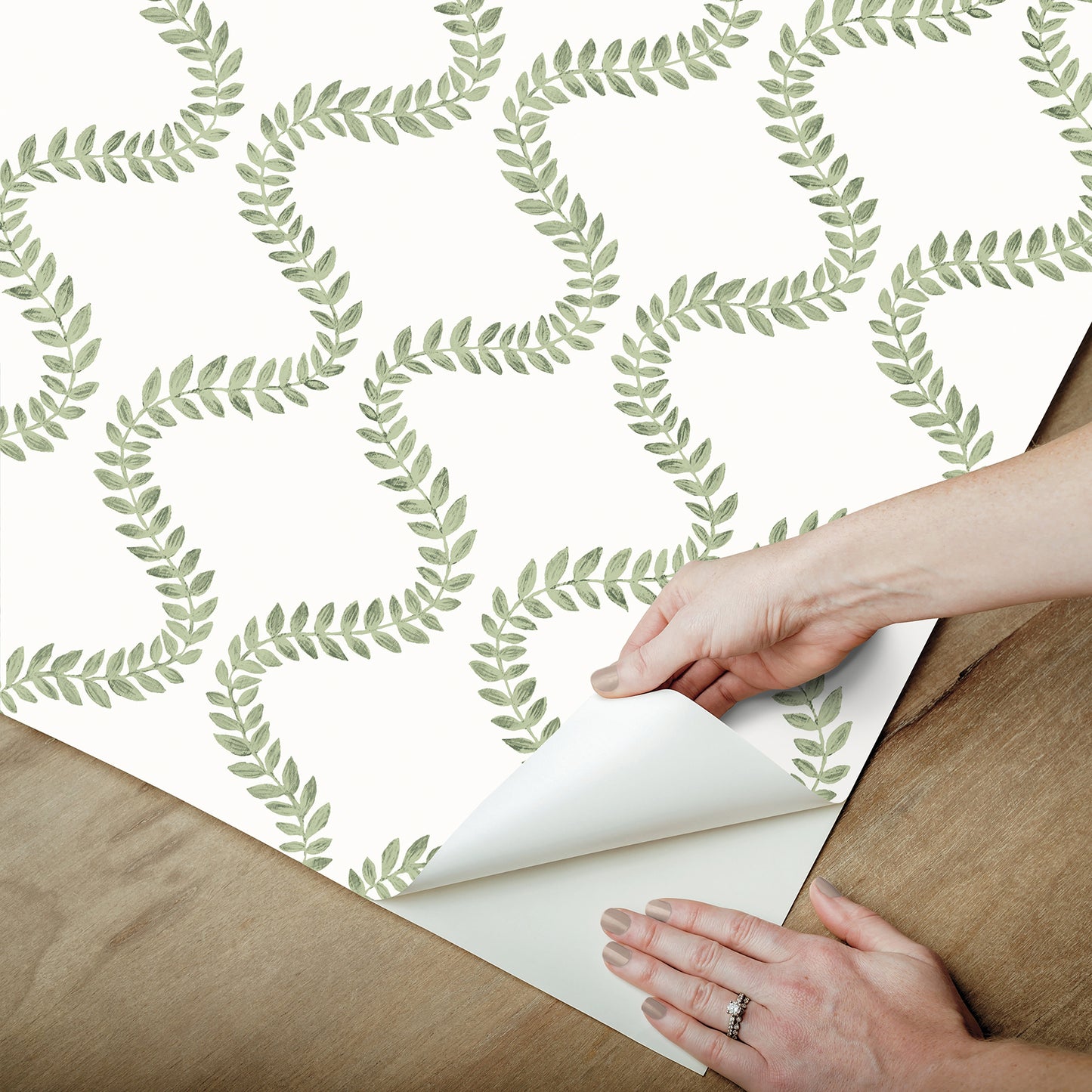 York Wallcoverings Mirth Studios Florentine Green Vine Trellis Peel and Stick Wallpaper Transitional Botanical Greens  Wallpaper - PSW1574RL