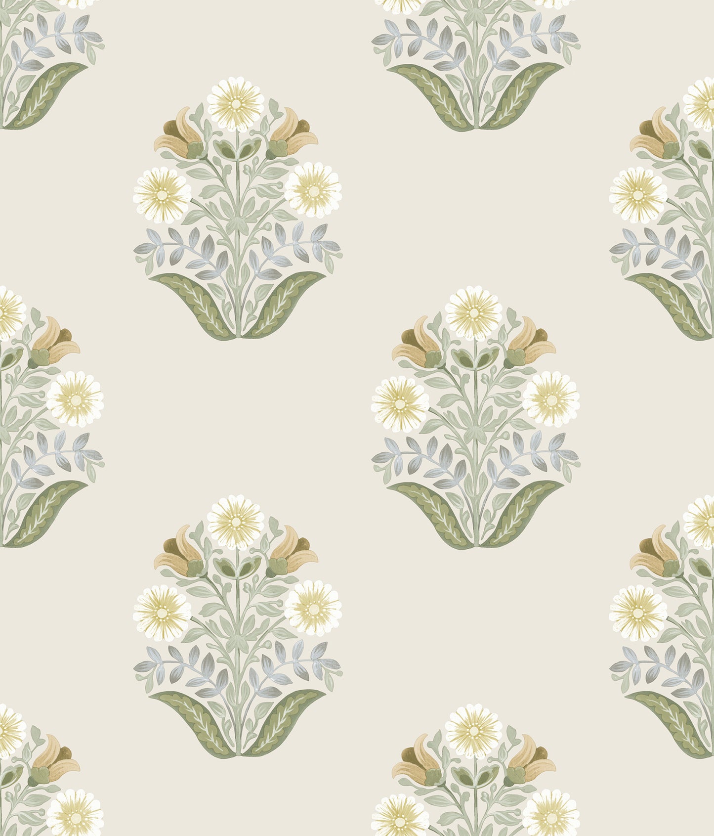York Wallcoverings Mirth Studios Sophie Sage Floral Medallion Peel and Stick Wallpaper Farmhouse Florals and Flowers Greens  Wallpaper - PSW1575RL