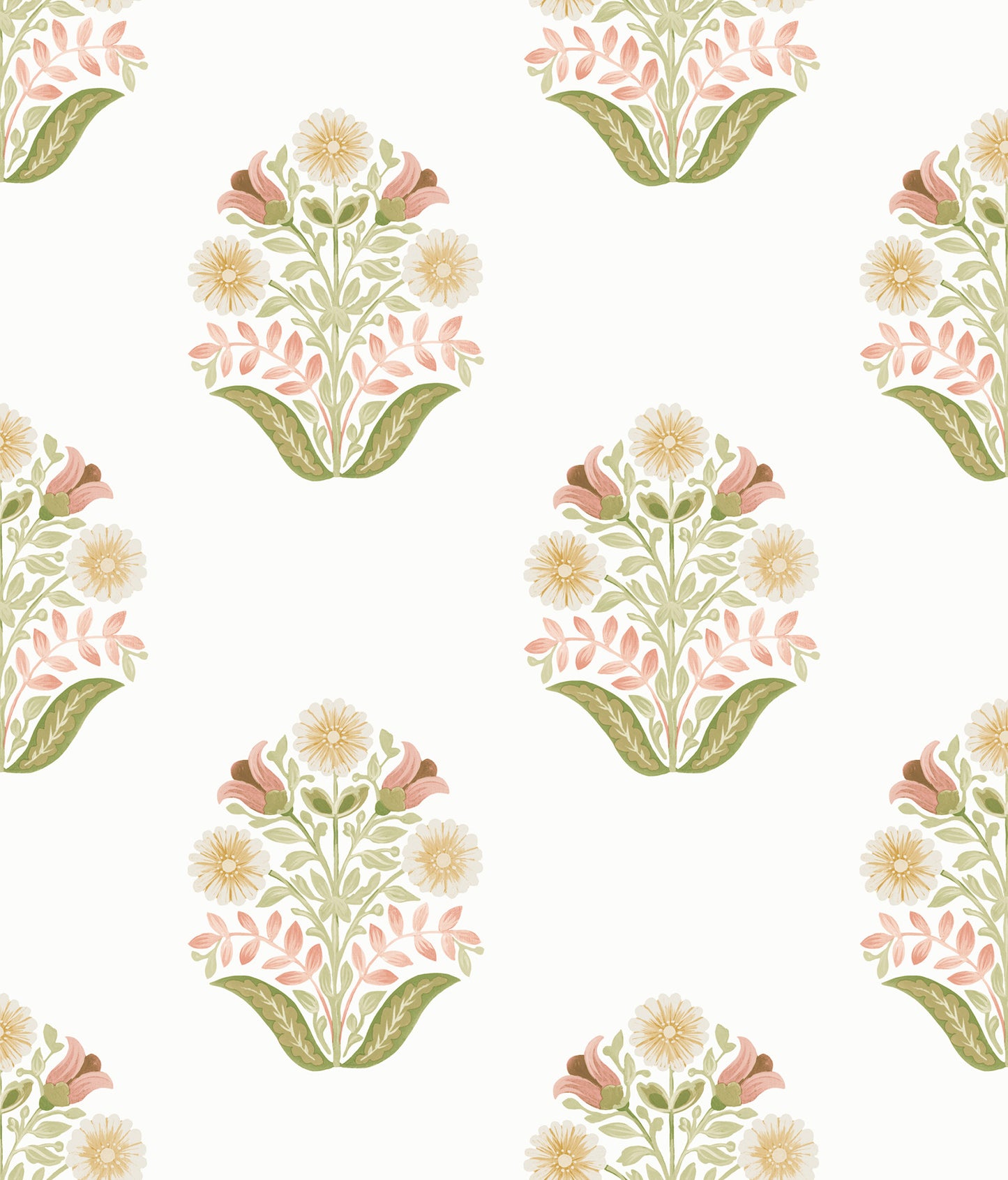 York Wallcoverings Mirth Studios Sophie Pink Floral Medallion Peel and Stick Wallpaper Farmhouse Florals and Flowers Greens  Wallpaper - PSW1577RL