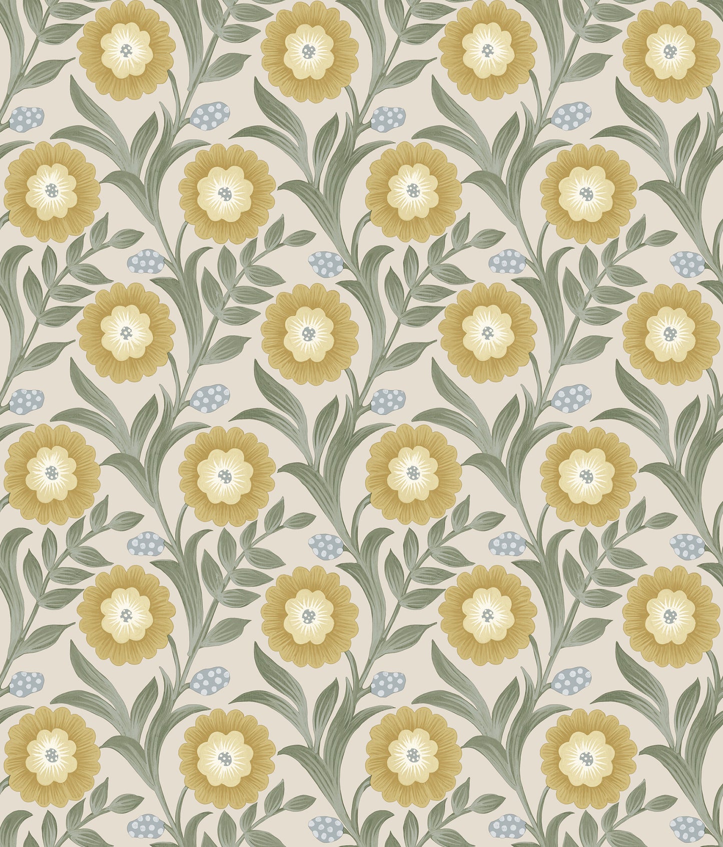 York Wallcoverings Mirth Studios Lillian Sage Floral Vine Peel and Stick Wallpaper Farmhouse Florals and Flowers Yellows  Wallpaper - PSW1579RL