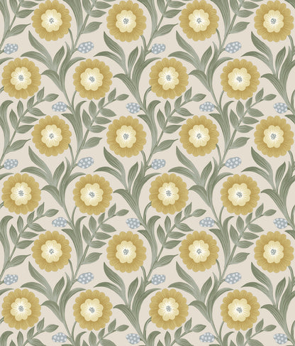 York Wallcoverings Mirth Studios Lillian Sage Floral Vine Peel and Stick Wallpaper Farmhouse Florals and Flowers Yellows  Wallpaper - PSW1579RL