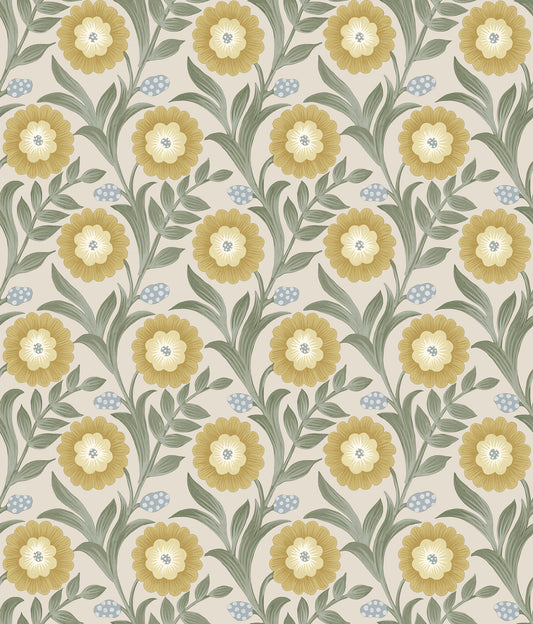 York Wallcoverings Mirth Studios Lillian Sage Floral Vine Peel and Stick Wallpaper Farmhouse Florals and Flowers Yellows  Wallpaper - PSW1579RL