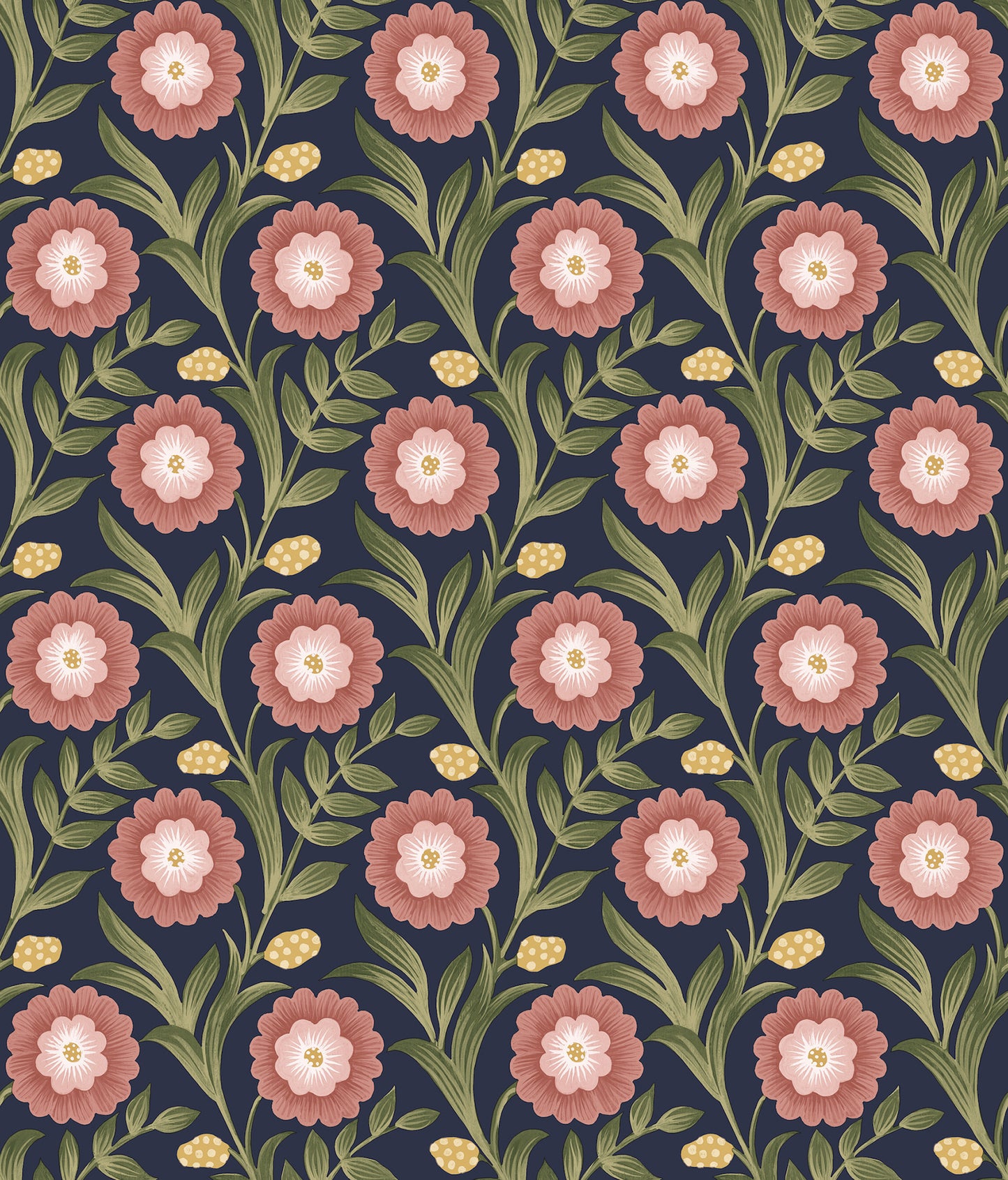 York Wallcoverings Mirth Studios Lillian Blue Floral Vine Peel and Stick Wallpaper Farmhouse Florals and Flowers Pinks  Wallpaper - PSW1580RL