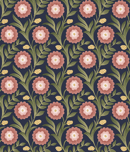York Wallcoverings Mirth Studios Lillian Blue Floral Vine Peel and Stick Wallpaper Farmhouse Florals and Flowers Pinks  Wallpaper - PSW1580RL