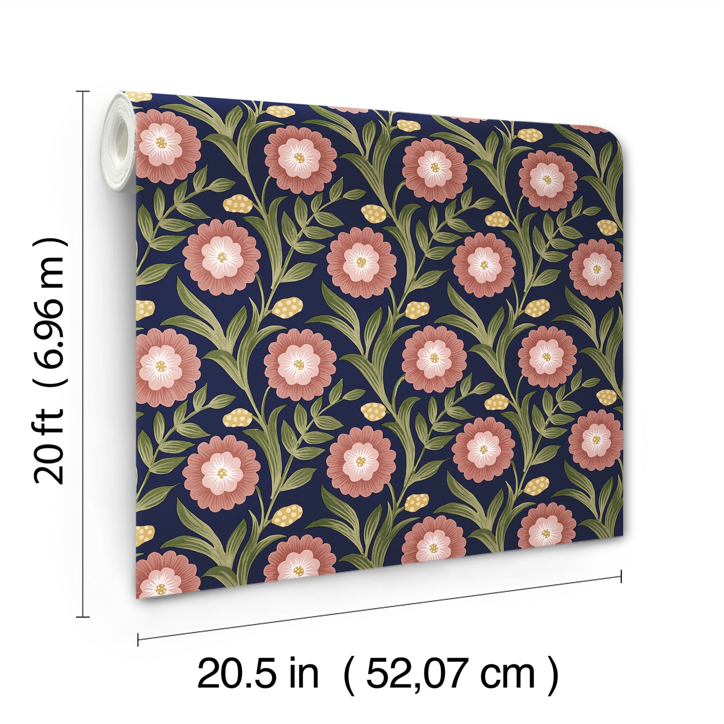 York Wallcoverings Mirth Studios Lillian Blue Floral Vine Peel and Stick Wallpaper Farmhouse Florals and Flowers Pinks  Wallpaper - PSW1580RL