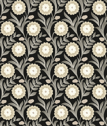 York Wallcoverings Mirth Studios Lillian Black Floral Vine Peel and Stick Wallpaper Farmhouse Florals and Flowers Beiges  Wallpaper - PSW1581RL