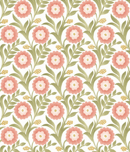 York Wallcoverings Mirth Studios Lillian Pink Floral Vine Peel and Stick Wallpaper Farmhouse Florals and Flowers Pinks  Wallpaper - PSW1582RL