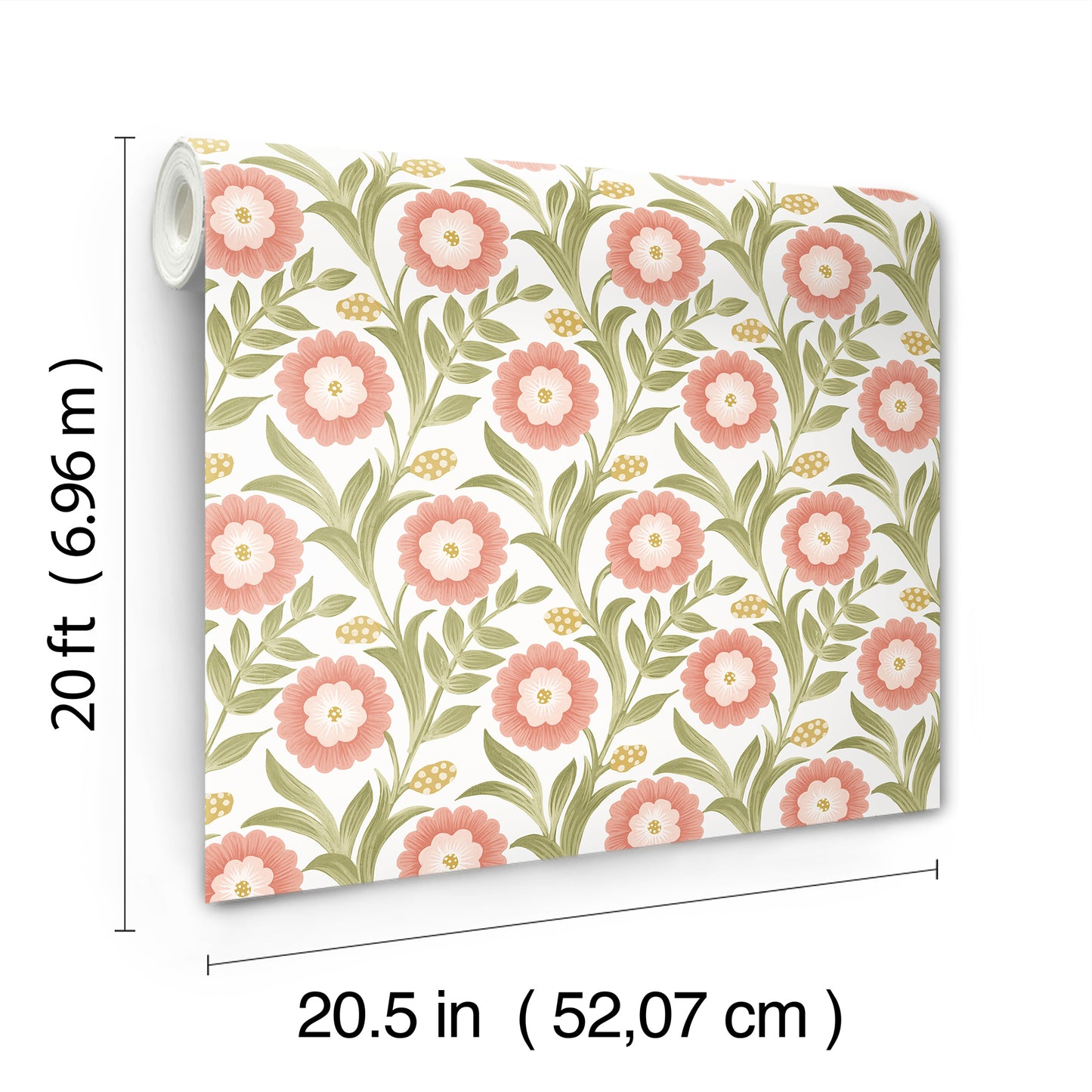 York Wallcoverings Mirth Studios Lillian Pink Floral Vine Peel and Stick Wallpaper Farmhouse Florals and Flowers Pinks  Wallpaper - PSW1582RL