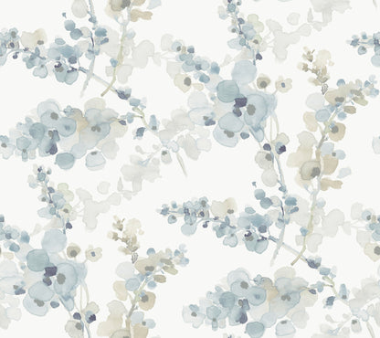 York Wallcoverings Simply Candice PSWP Blossom Fling Blue Peel and Stick Wallpaper Modern Florals Blues  Wallpaper - PSW1602RL