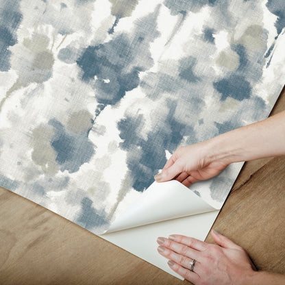 York Wallcoverings Simply Candice PSWP Mirage Navy Peel and Stick Wallpaper Modern Botanical Blues  Wallpaper - PSW1603RL