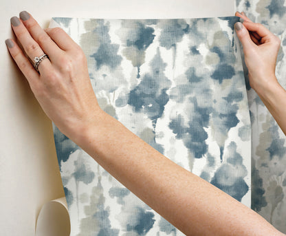 York Wallcoverings Simply Candice PSWP Mirage Navy Peel and Stick Wallpaper Modern Botanical Blues  Wallpaper - PSW1603RL