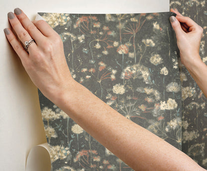 York Wallcoverings Simply Candice PSWP Botanical Fantasy Red and Blue Peel and Stick Wallpaper Farmhouse Botanical Greys  Wallpaper - PSW1604RL