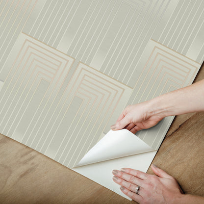 York Wallcoverings Simply Candice PSWP Vanishing Taupe and Pearl Peel and Stick Wallpaper Glam Geometrics Beiges  Wallpaper - PSW1606RL