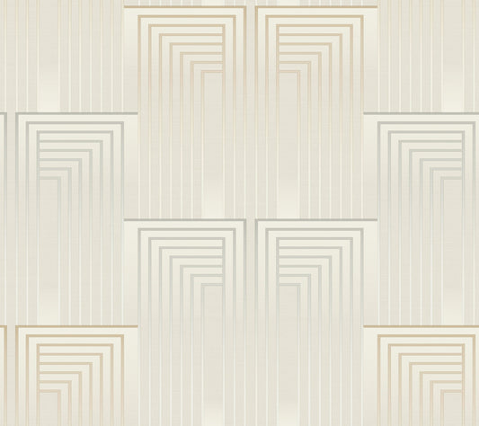 York Wallcoverings Simply Candice PSWP Vanishing Silver and Gold Peel and Stick Wallpaper Glam Geometrics Whites and Off-Whites  Wallpaper - PSW1608RL
