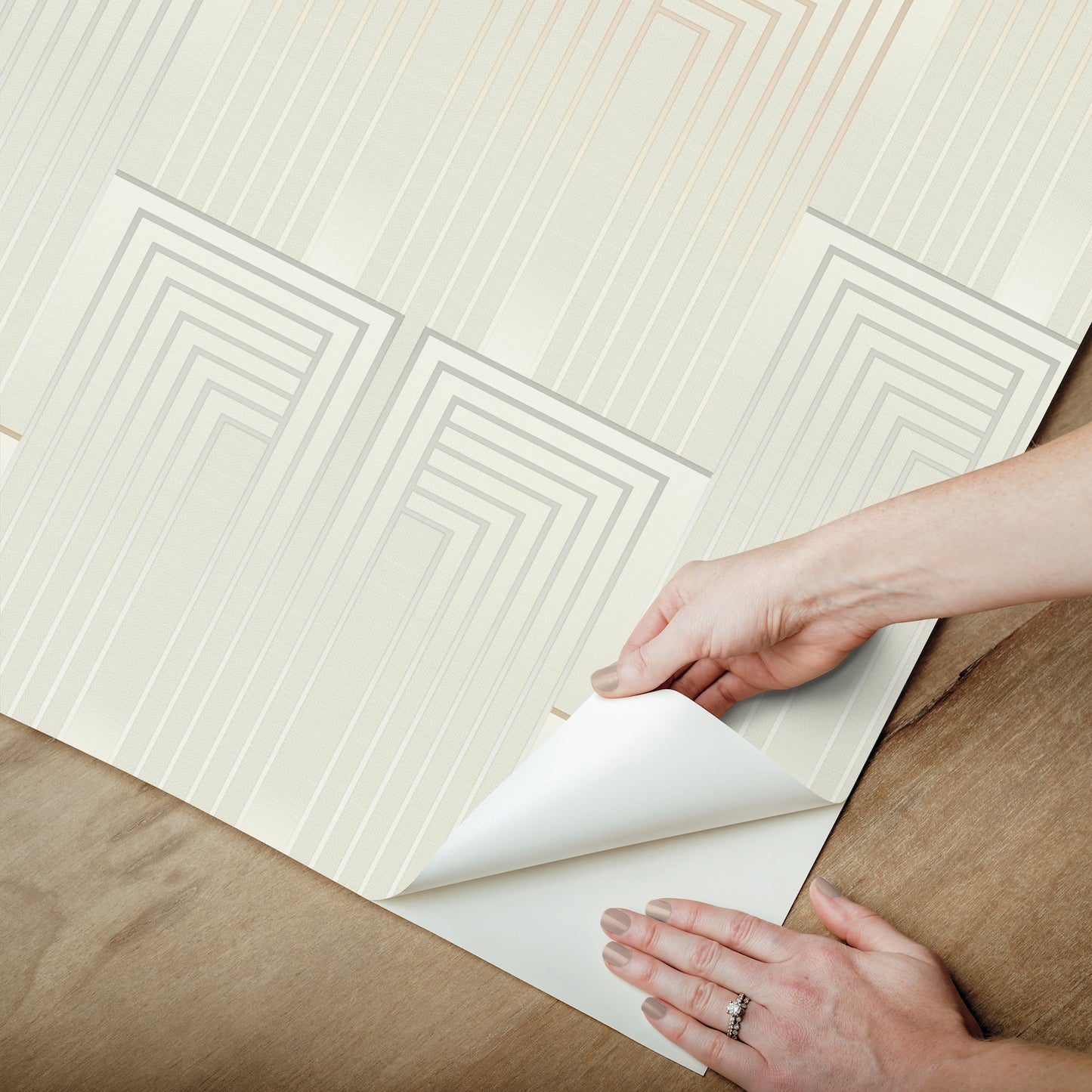 York Wallcoverings Simply Candice PSWP Vanishing Silver and Gold Peel and Stick Wallpaper Glam Geometrics Whites and Off-Whites  Wallpaper - PSW1608RL