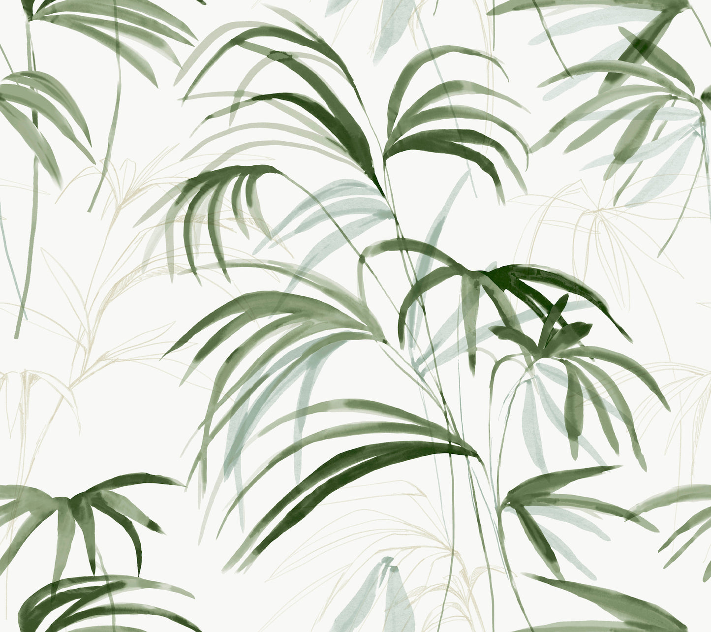 York Wallcoverings Simply Candice PSWP Inky Palms Green Peel and Stick Wallpaper Tropical Botanical Greens  Wallpaper - PSW1609RL