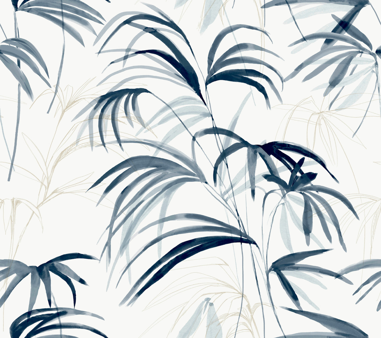 York Wallcoverings Simply Candice PSWP Inky Palms Blue Peel and Stick Wallpaper Tropical Botanical Blues  Wallpaper - PSW1610RL
