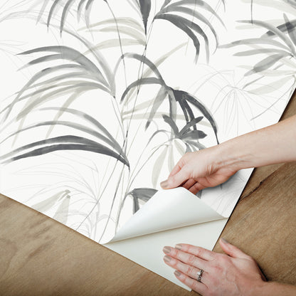 York Wallcoverings Simply Candice PSWP Inky Palms Black Peel and Stick Wallpaper Tropical Botanical Blacks  Wallpaper - PSW1611RL