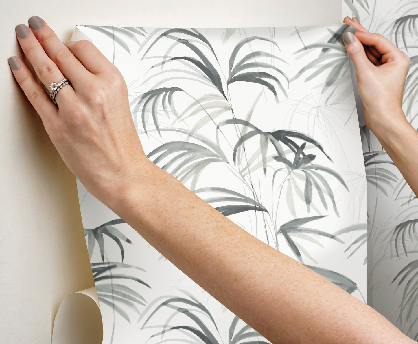 York Wallcoverings Simply Candice PSWP Inky Palms Black Peel and Stick Wallpaper Tropical Botanical Blacks  Wallpaper - PSW1611RL