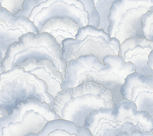 York Wallcoverings Rifle Paper Co P+S 4th Edition Abalone Fans Blue Peel and Stick Wallpaper Modern Geometrics Blues  Wallpaper - PSW1616RL