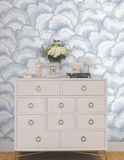 York Wallcoverings Rifle Paper Co P+S 4th Edition Abalone Fans Blue Peel and Stick Wallpaper Modern Geometrics Blues  Wallpaper - PSW1616RL