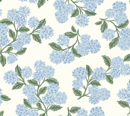 York Wallcoverings Rifle Paper Co P+S 4th Edition Hydrangea Blue and White Peel and Stick Wallpaper Modern Florals Blues  Wallpaper - PSW1617RL