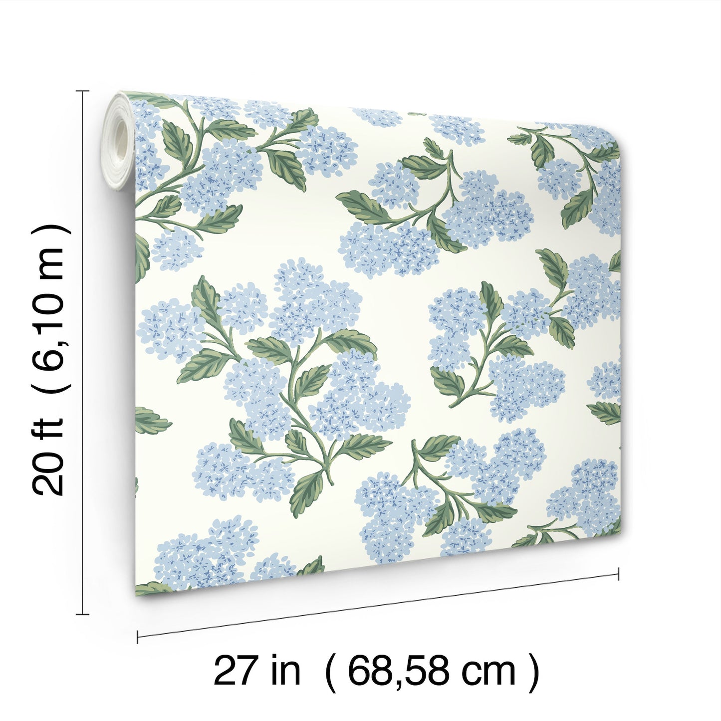 York Wallcoverings Rifle Paper Co P+S 4th Edition Hydrangea Blue and White Peel and Stick Wallpaper Modern Florals Blues  Wallpaper - PSW1617RL