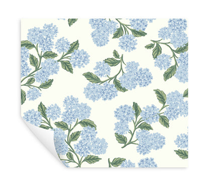 York Wallcoverings Rifle Paper Co P+S 4th Edition Hydrangea Blue and White Peel and Stick Wallpaper Modern Florals Blues  Wallpaper - PSW1617RL