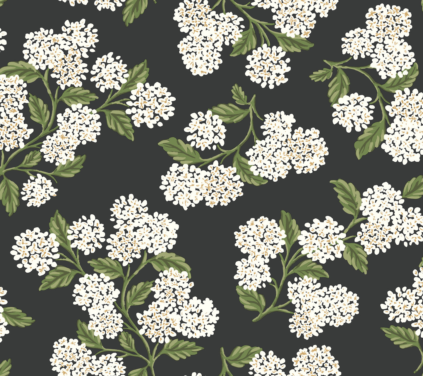 York Wallcoverings Rifle Paper Co P+S 4th Edition Hydrangea Black and White Peel and Stick Wallpaper Modern Florals Blacks  Wallpaper - PSW1618RL