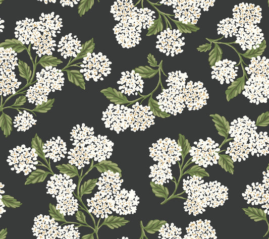 York Wallcoverings Rifle Paper Co P+S 4th Edition Hydrangea Black and White Peel and Stick Wallpaper Modern Florals Blacks  Wallpaper - PSW1618RL