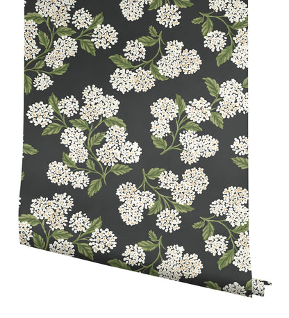 York Wallcoverings Rifle Paper Co P+S 4th Edition Hydrangea Black and White Peel and Stick Wallpaper Modern Florals Blacks  Wallpaper - PSW1618RL