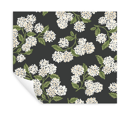 York Wallcoverings Rifle Paper Co P+S 4th Edition Hydrangea Black and White Peel and Stick Wallpaper Modern Florals Blacks  Wallpaper - PSW1618RL
