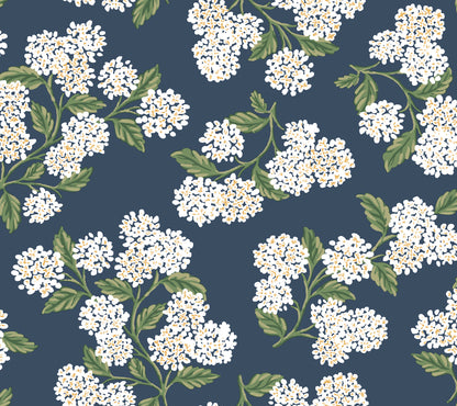 York Wallcoverings Rifle Paper Co P+S 4th Edition Hydrangea Navy and White Peel and Stick Wallpaper Modern Florals Blues  Wallpaper - PSW1619RL