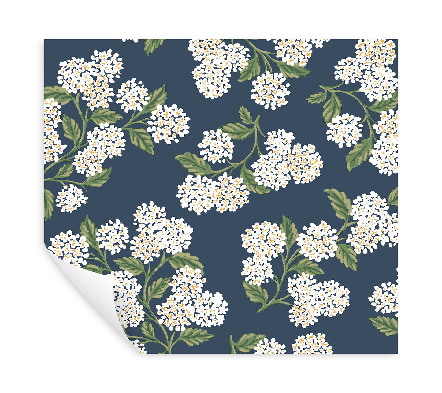 York Wallcoverings Rifle Paper Co P+S 4th Edition Hydrangea Navy and White Peel and Stick Wallpaper Modern Florals Blues  Wallpaper - PSW1619RL