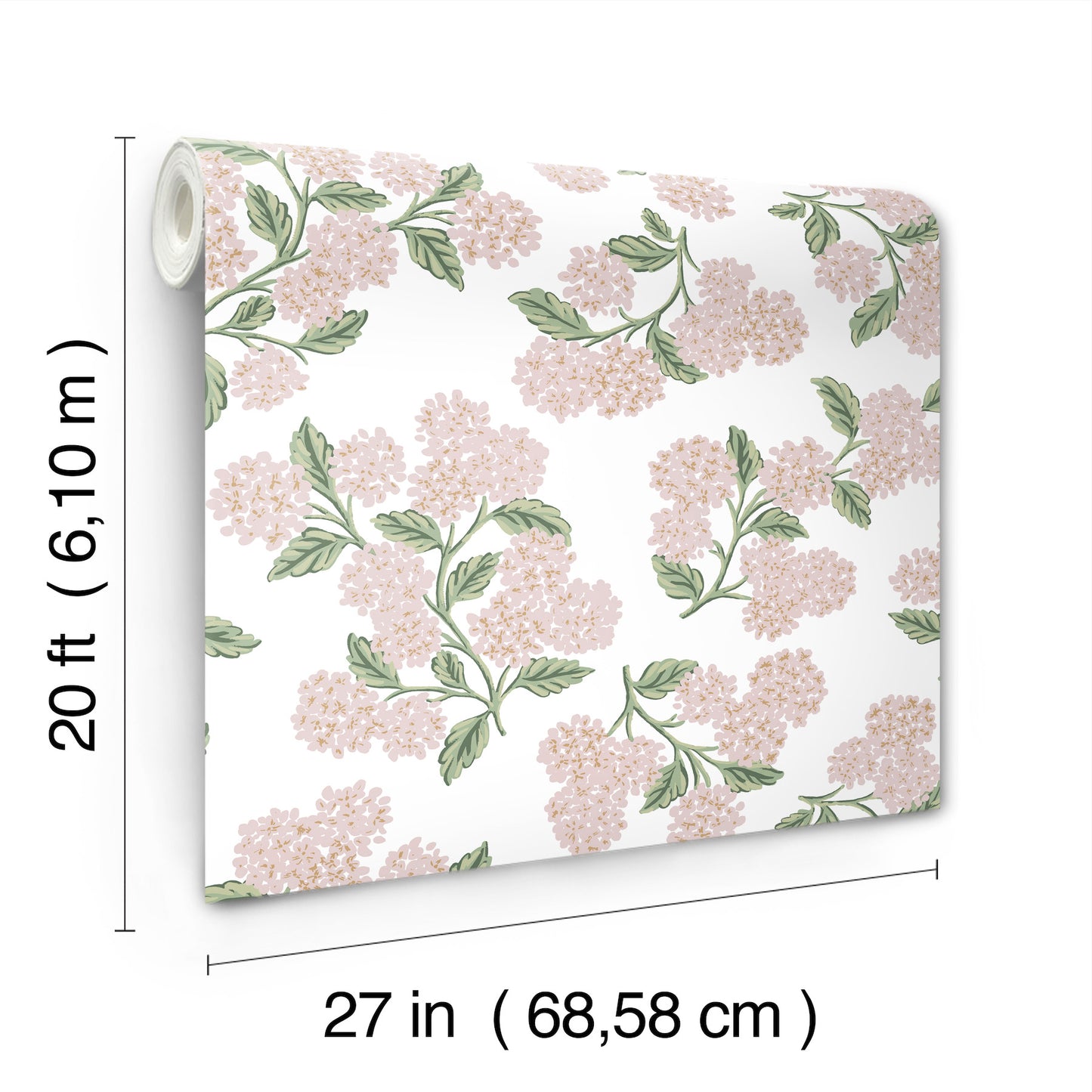 York Wallcoverings Rifle Paper Co P+S 4th Edition Hydrangea Pink and White Peel and Stick Wallpaper Modern Florals Pinks  Wallpaper - PSW1620RL