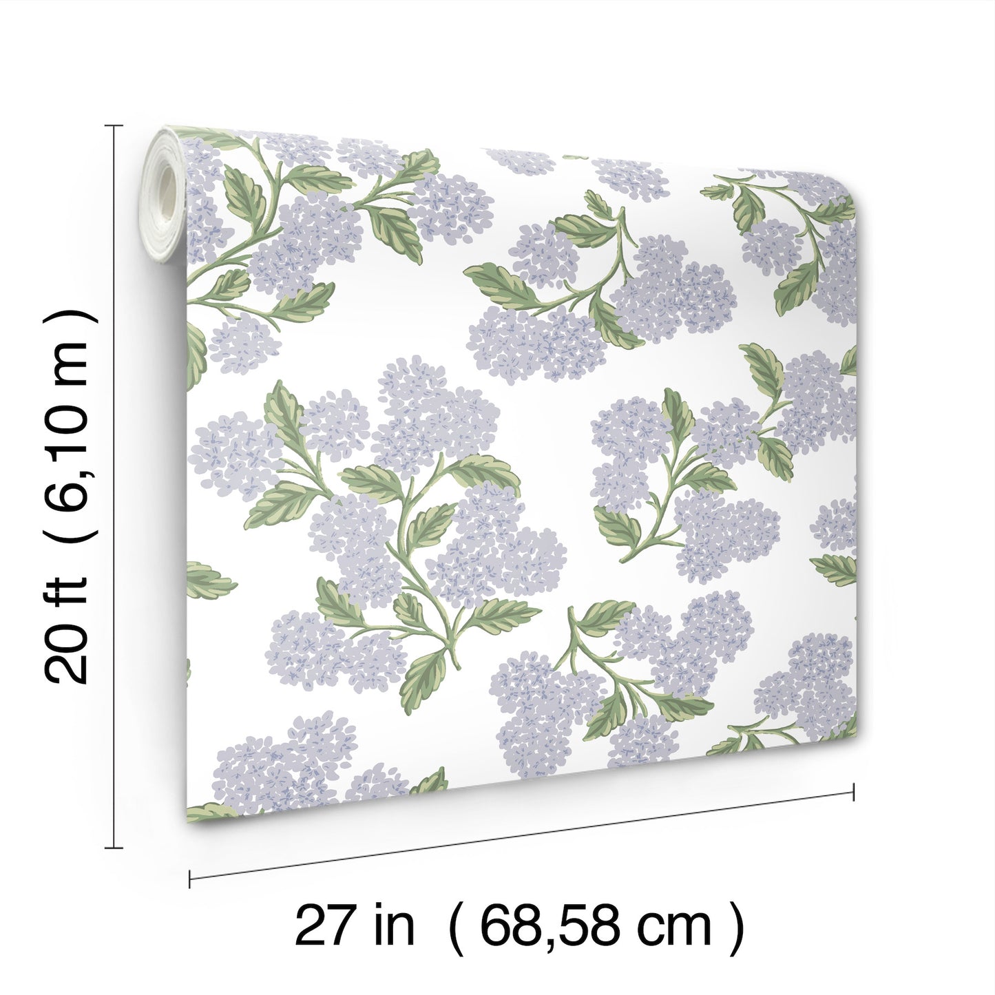 York Wallcoverings Rifle Paper Co P+S 4th Edition Hydrangea Lilac and White Peel and Stick Wallpaper Modern Florals Purples  Wallpaper - PSW1621RL