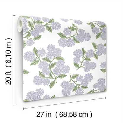 York Wallcoverings Rifle Paper Co P+S 4th Edition Hydrangea Lilac and White Peel and Stick Wallpaper Modern Florals Purples  Wallpaper - PSW1621RL
