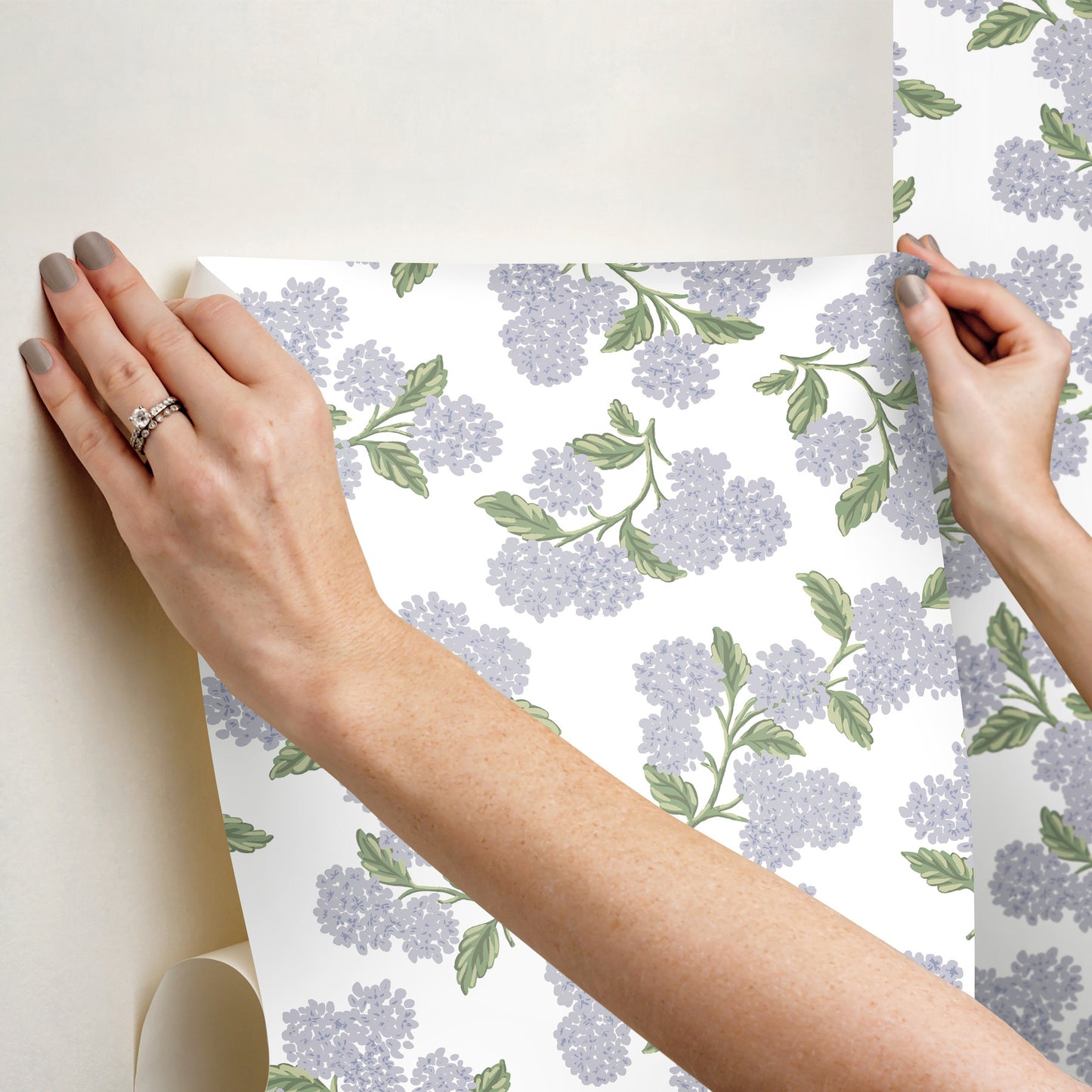 York Wallcoverings Rifle Paper Co P+S 4th Edition Hydrangea Lilac and White Peel and Stick Wallpaper Modern Florals Purples  Wallpaper - PSW1621RL