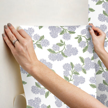 York Wallcoverings Rifle Paper Co P+S 4th Edition Hydrangea Lilac and White Peel and Stick Wallpaper Modern Florals Purples  Wallpaper - PSW1621RL