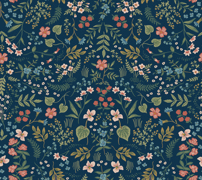 York Wallcoverings Rifle Paper Co P+S 4th Edition Wildwood Navy Peel and Stick Wallpaper Farmhouse Florals Blues  Wallpaper - PSW1622RL