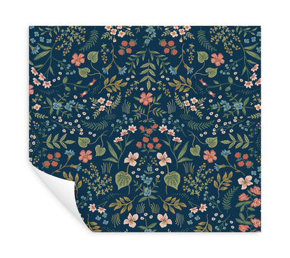 York Wallcoverings Rifle Paper Co P+S 4th Edition Wildwood Navy Peel and Stick Wallpaper Farmhouse Florals Blues  Wallpaper - PSW1622RL