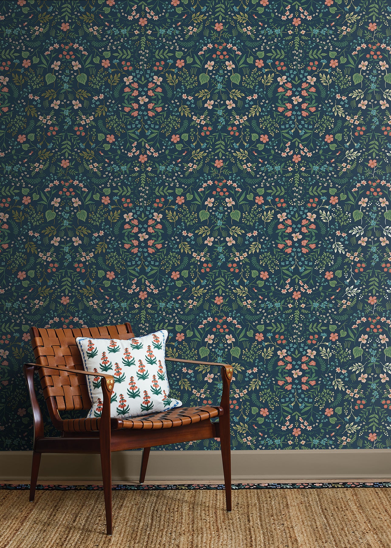 York Wallcoverings Rifle Paper Co P+S 4th Edition Wildwood Navy Peel and Stick Wallpaper Farmhouse Florals Blues  Wallpaper - PSW1622RL