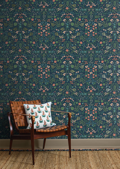 York Wallcoverings Rifle Paper Co P+S 4th Edition Wildwood Navy Peel and Stick Wallpaper Farmhouse Florals Blues  Wallpaper - PSW1622RL