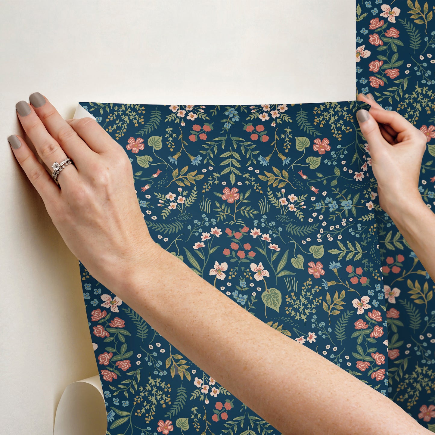York Wallcoverings Rifle Paper Co P+S 4th Edition Wildwood Navy Peel and Stick Wallpaper Farmhouse Florals Blues  Wallpaper - PSW1622RL