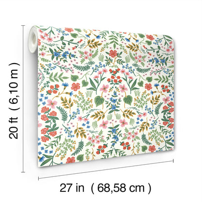 York Wallcoverings Rifle Paper Co P+S 4th Edition Wildwood Rose Peel and Stick Wallpaper Farmhouse Florals Greens  Wallpaper - PSW1624RL