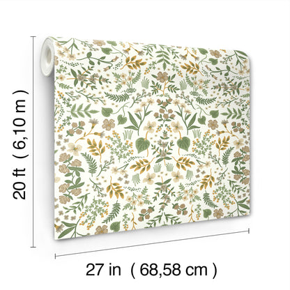 York Wallcoverings Rifle Paper Co P+S 4th Edition Wildwood Linen Peel and Stick Wallpaper Farmhouse Florals Greens  Wallpaper - PSW1625RL